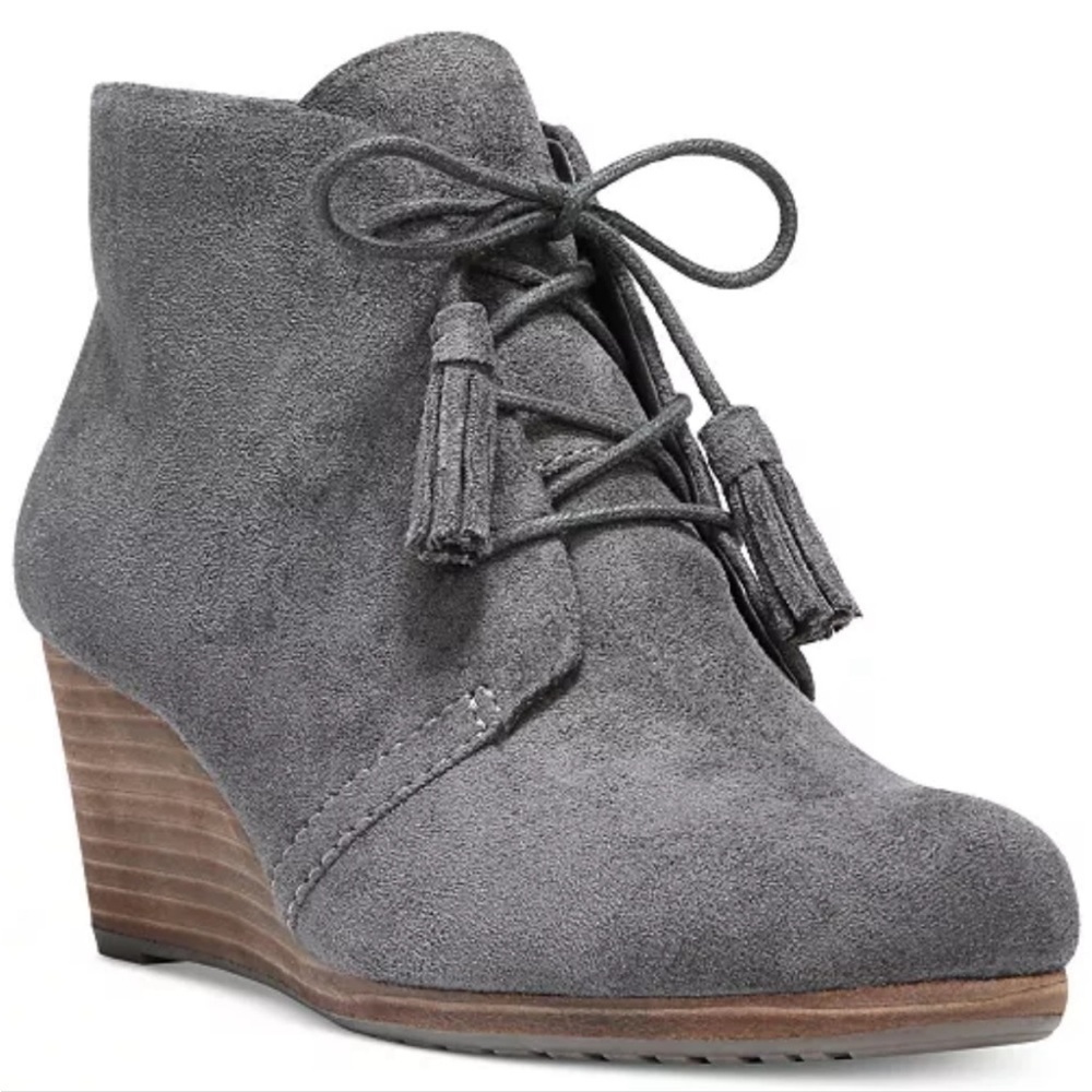 Dr. Scholls Dakota Lace-up Stacked Heel Wedge Bootie with Tassels Size 7.5